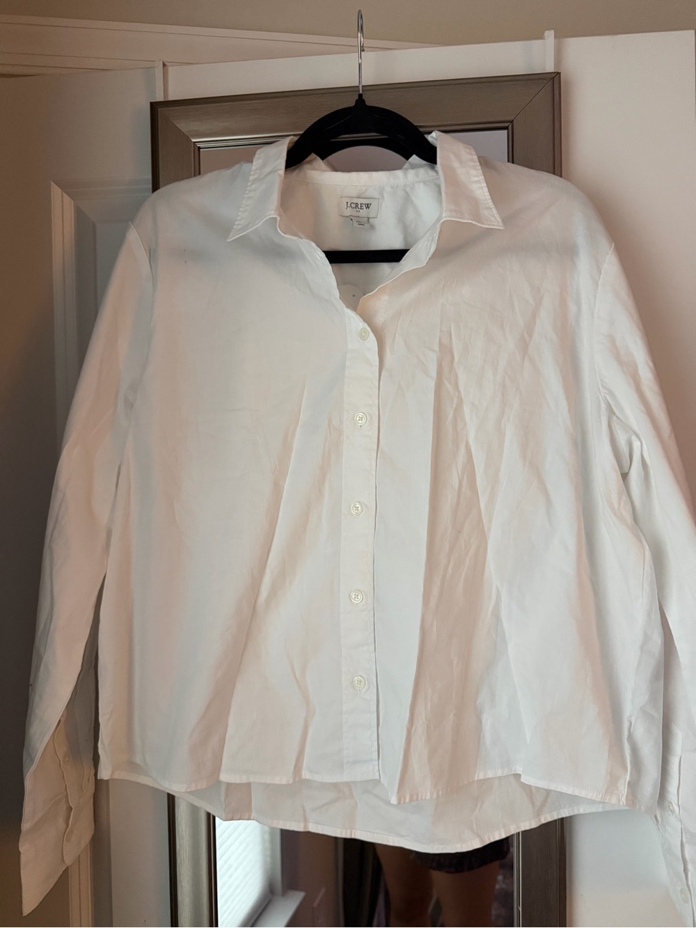 J. Crew Women's White Cotton Button-Up Shirt